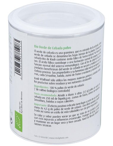 Verde de Cebada polvo, bote 75g RF de Raab Vitalfood