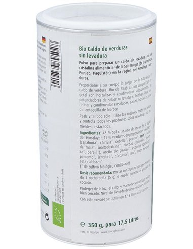 Caldo De Verduras Sin Levadura Bote 350Gr. Bio Sg de Raab Vitalfood