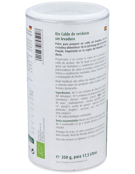 Caldo de verduras sin levadura bio, 350g de Raab Vitalfood