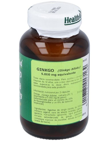 Ginkgo (Ginkgo Biloba) 5.000 Mg 30 Cáps de Health Aid
