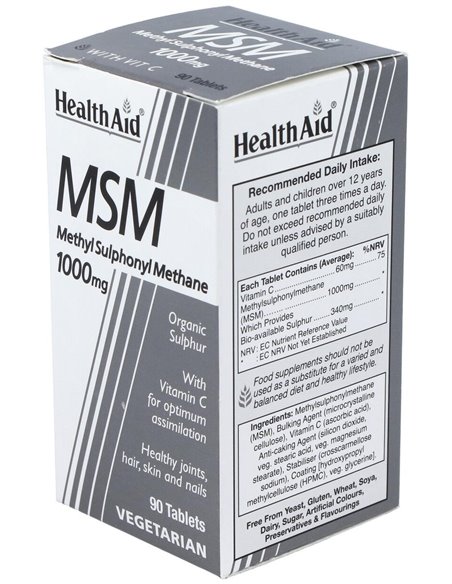 Msm (Metilsulfonilmetano) 1.000 Mg 90 Comp de Health Aid