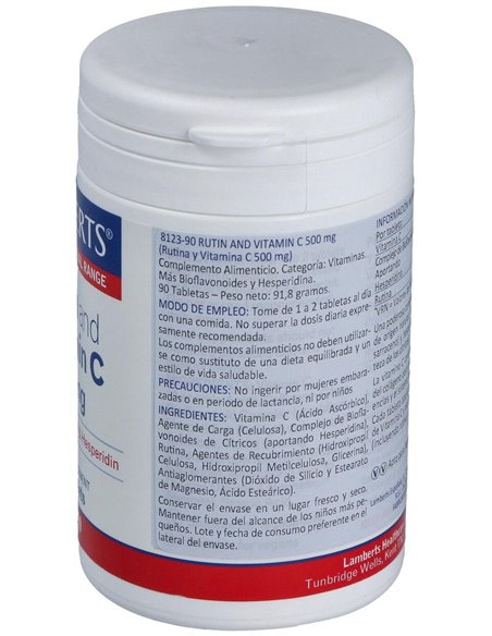 Rutina y Vitamina C 500 mg con Bioflavonoides 90 Tabs. de Lamberts