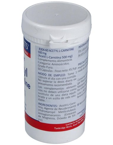 L-Acetil Carnitina HCl 500 mg 60 Caps. de Lamberts