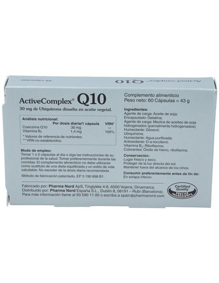 Activecomplex Q10 30Mg. (Quinona) 60Cap. de Pharma Nord
