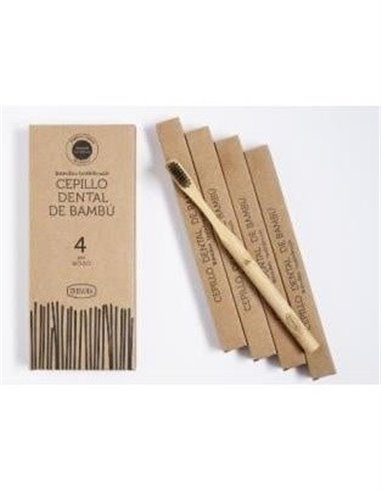 Cepillo Dental Bambu Con Carbon Activado 4Uds Ir01 de Irisana
