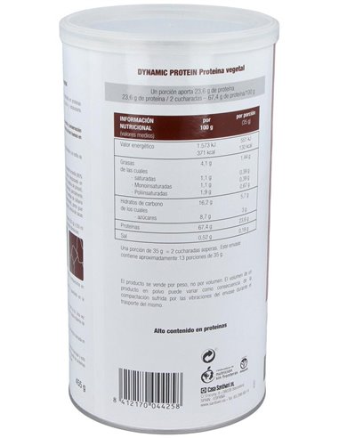 Dynamic Proteina Vegetal Cacao 455Gr. de Santiveri