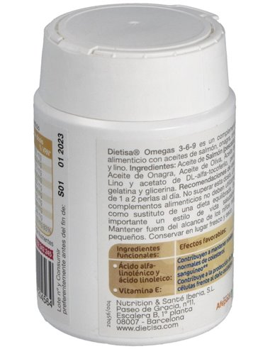 Omegas 3-6-9  Envase 60 Perlas(30-60 Días) de Dielisa®