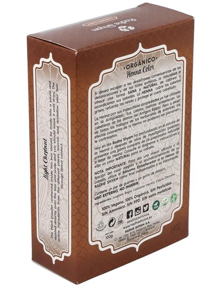 Henna Polvo Castaño Claro 100Gr. de Radhe Shyam