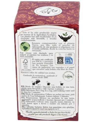Te Puerh Rojo Infusion 20Bolsitas. Bio de Artemis Bio
