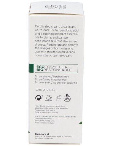 Crema Facial Arbol Del Te Y Ac. Hialur. 50Ml. Bio de Mondeconatur