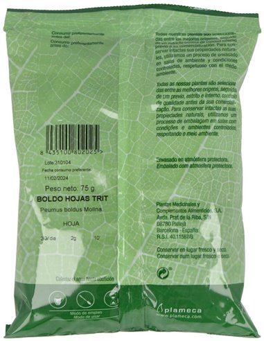 Boldo Hoja Triturada Bolsa 75Gr. de Plameca