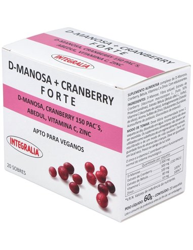 D-Manosa + Cranberry Plus 20Sbrs. de Integralia