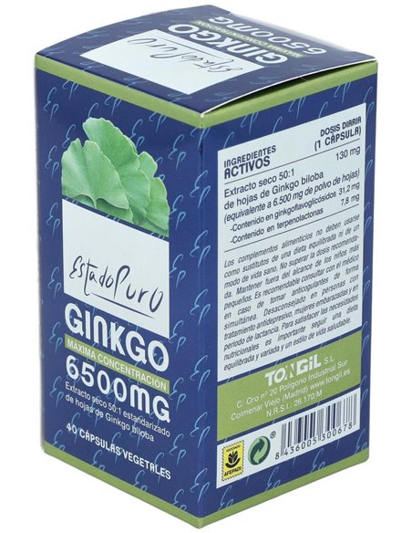 Ginkgo 6500Mg. 40Cap. Estado Puro de Tongil