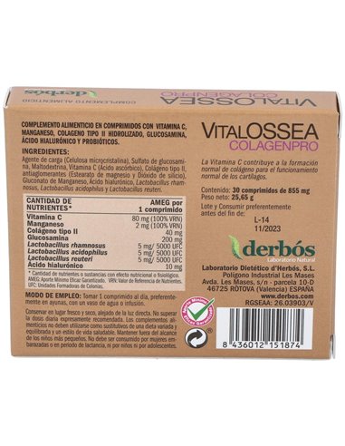 Vitalossea Colagenpro 30Comp. de Derbos
