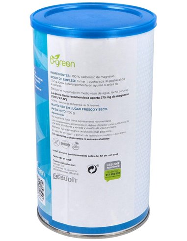 Carbonato De Magnesio 200 Gramos B.Green (Lab. Lebudit)