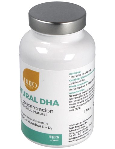 Natural DHA Alta Concentración 180 perlas de Puro Omega