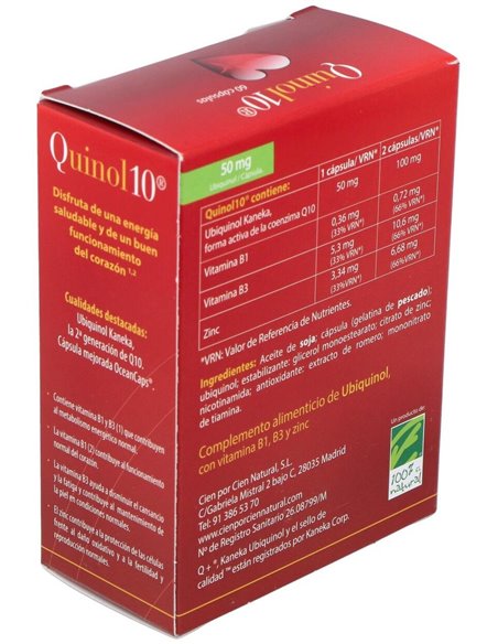 Quinol 10 50Mg. 60Perlas de Cien Por Cien Natural