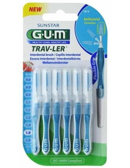 Cepillo Interdental Trav-Ler 1614 1,6Mm 6Un Azul de Gum