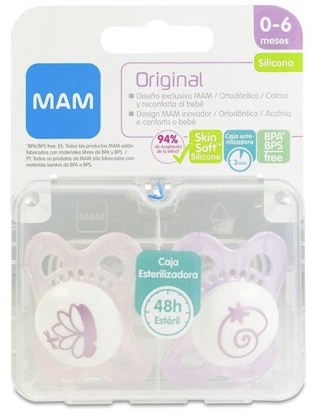 Chupete Sili Fisio 0-6M 2Un Rosa de Mam