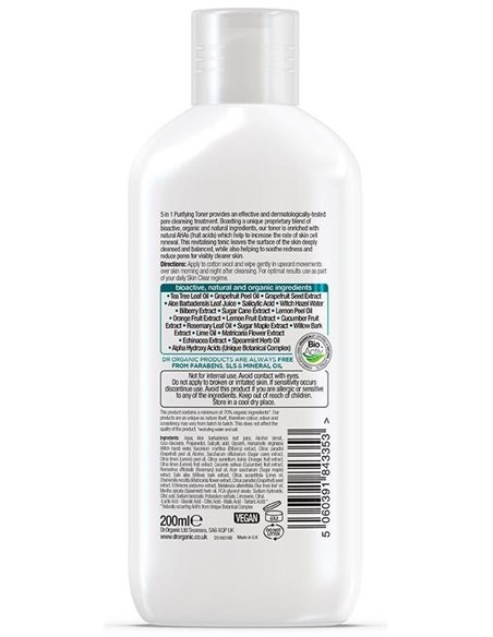 Skin Clear Tonico Purificante 5 En 1 200Ml. de Dr. Organic