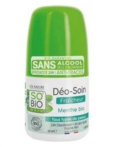Desodorante Frescor 24H Menta Roll-On 50Ml. de So´Bio Etic