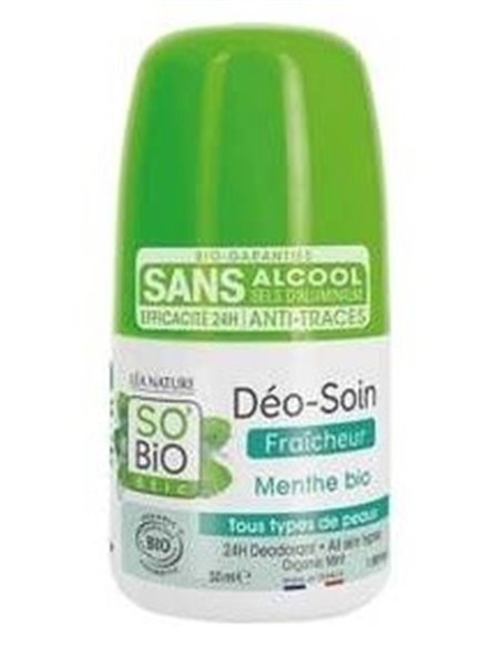 Desodorante Frescor 24H Menta Roll-On 50Ml. de So´Bio Etic