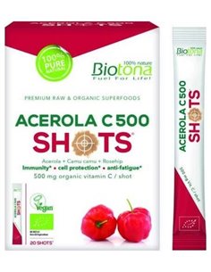 Acerola C 500 Raw 20Shots. Bio Sg Vegan de Biotona