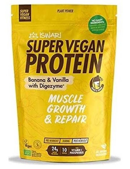 Super Vegan Protein Fitness Platano-Vainilla 350Gr de Iswari