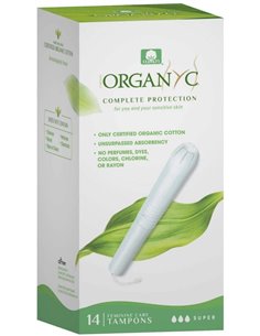 Tampón con aplicador super 100% algodón orgánico, 14ud de Organyc