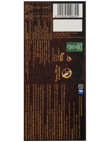Chocolate Negro 70% Con Flor De Sal 100G Bio Sg de Torras