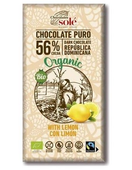 Chocolate Negro 56% Con Limon 100Gr. Eco Sg Vegan de Chocolates Sole