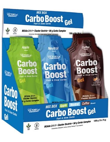 Mix Box Carbo Boost Gel Manzana-Neutro-Cafe 18Uds. de Victory Endurance
