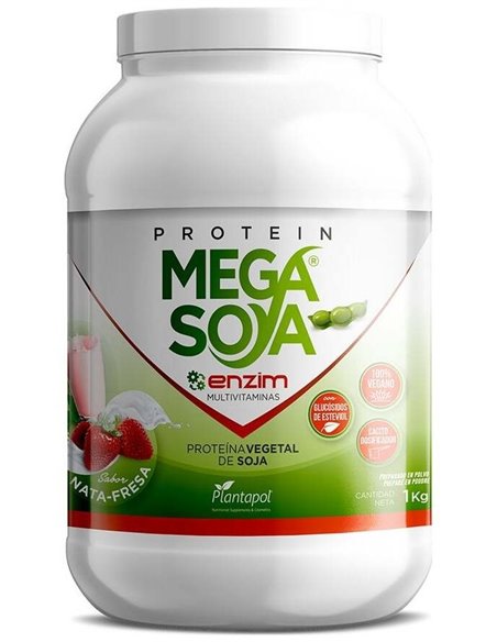 Protein Mega Soya Proteina De Soja Nata-Fresa1Kg. de Plantapol