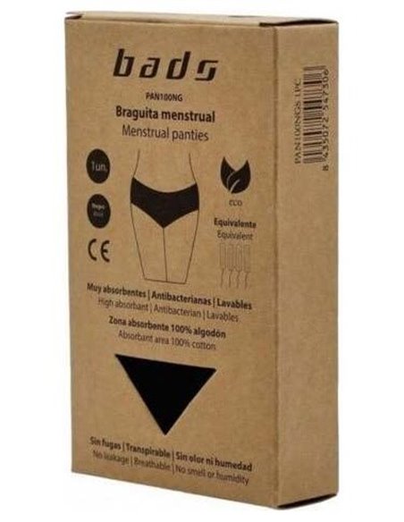 Braguita Menstrual Negra Sin Costura Talla M. de Bads