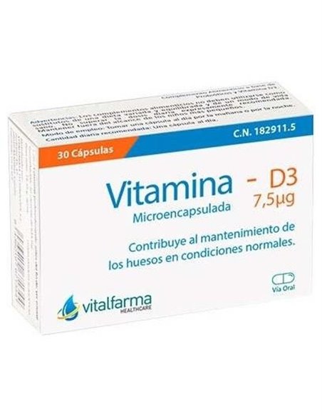 Vitamina D3 7,5Mcg. (300Ui) 30Cap. de Vitalfarma