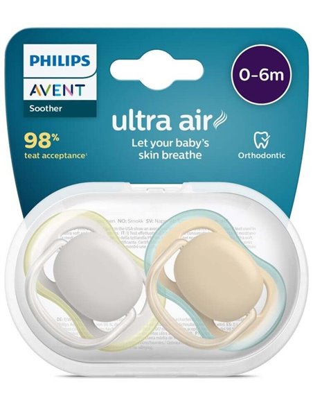 Chupete Ultra Air 0-6Meses Neutro 2Uds. Scf085/15 de Avent