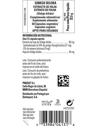 Ginkgo Biloba  60 cápsulas vegetales Solgar