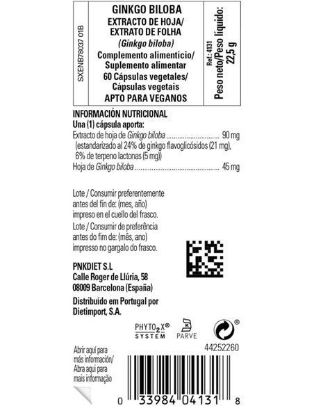 Ginkgo Biloba  60 cápsulas vegetales Solgar