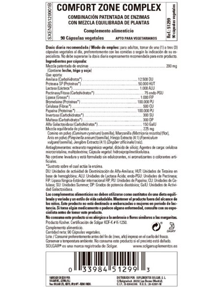 Confort Zone Digestive Complex 90Cap.Veg. de Solgar
