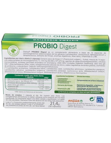 Probiodigest   Envase 3O Cápsulas(30 Dias) de Dielisa®