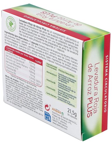 Levadura Roja De Arroz Plus  30 Cápsulas  Envase 30 Cápsulas(30 Días) de Dielisa®