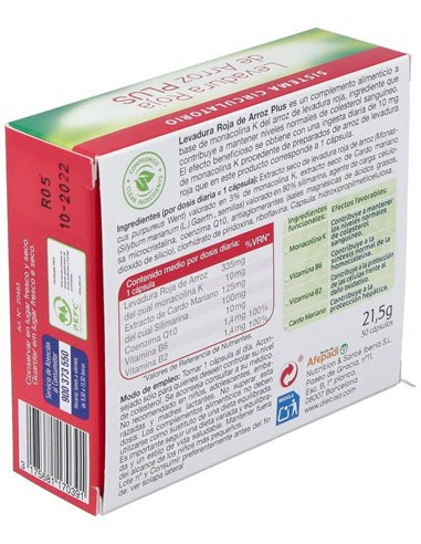Levadura roja de arroz Plus  30 cápsulas