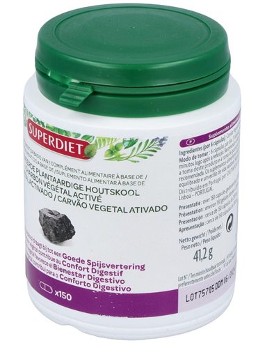 Carbon Vegetal Activado 150Cap. Agbio de Superdiet