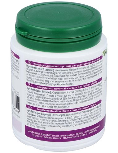 Carbon Vegetal Activado 150Cap. Agbio de Superdiet