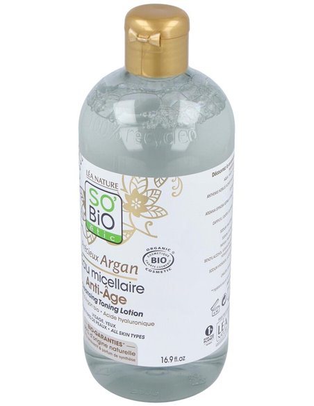 Agua Micelar Antiedad Hialuronico-Argan 500Ml. Bio de So´Bio Etic