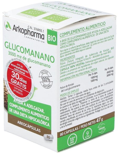 Glucomanano 80Arkocapsulas. Bio de Arkopharma