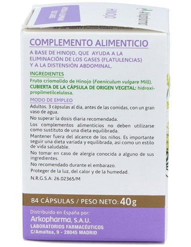 Hinojo 84Arkocapsulas. Bio Arkopharma