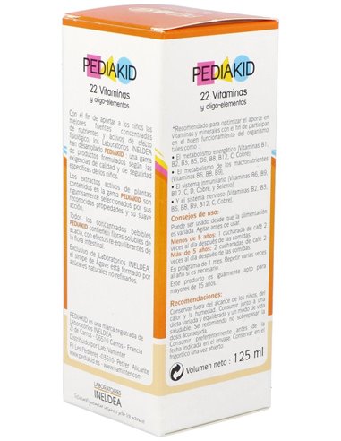 Pediakid 22 Vitaminas-Oligoelementos Jarabe 125Ml. de Ineldea
