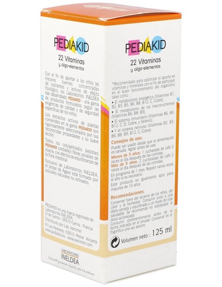 Pediakid 22 Vitaminas-Oligoelementos Jarabe 125Ml. de Ineldea