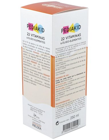 Pediakid 22 Vitaminas-Oligoelementos Jarabe 250Ml. de Ineldea